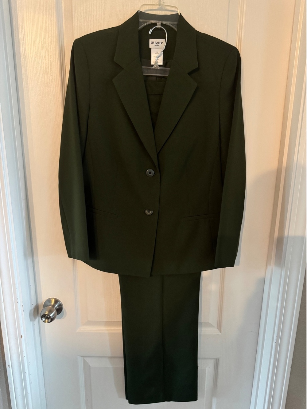 Vintage Liz Baker Petite 2-Piece Olive Green Suit Size 12P
